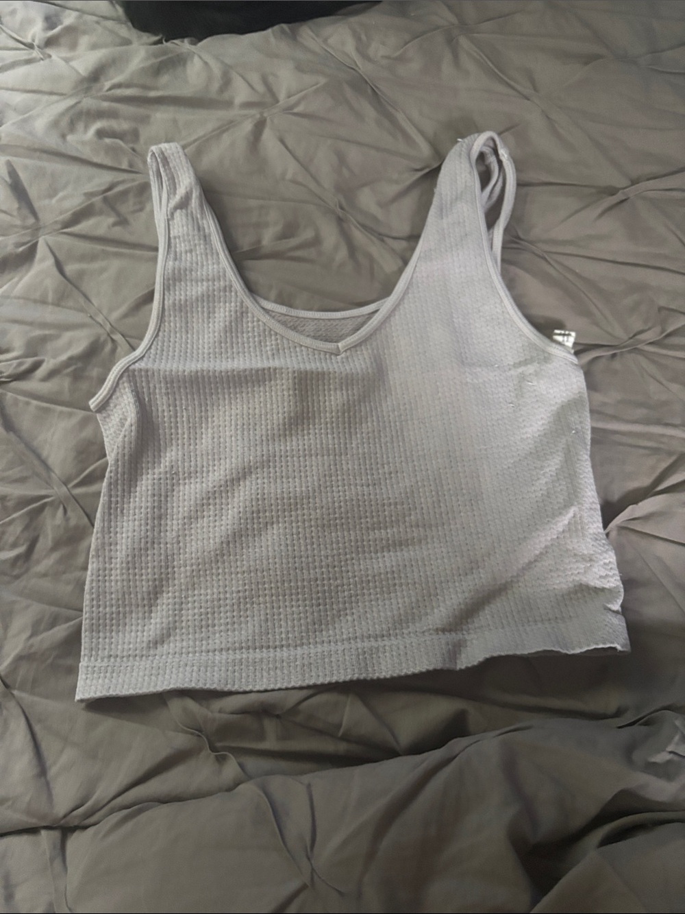 Aeropostale Light Gray Waffle Knit Crop Tank